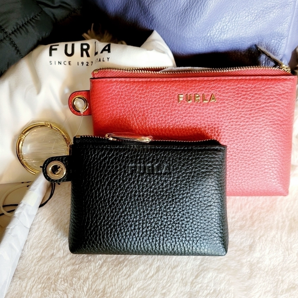 Furla Luna Zip Pouch Set Red Black